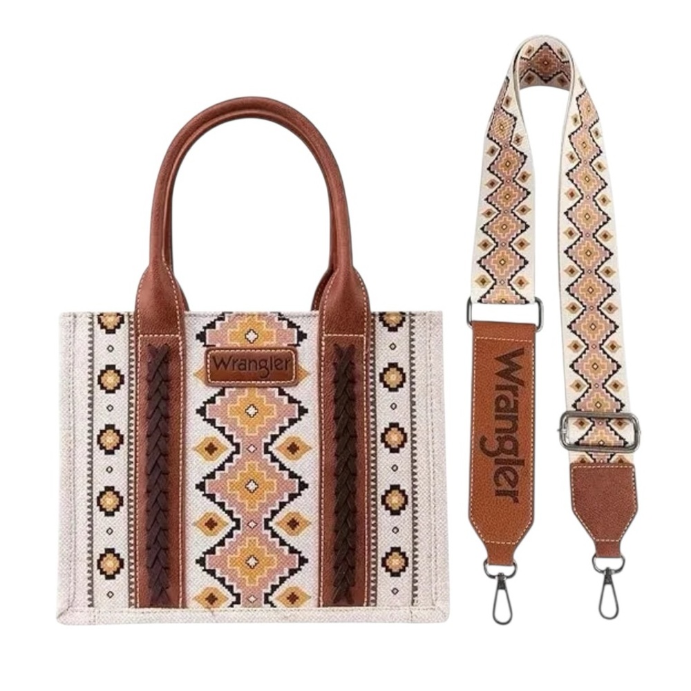 Wrangler Western Aztec Tote 🤎 Boho Cowgirl Statement Bag | Rustic Chic - Picture 4 of 17